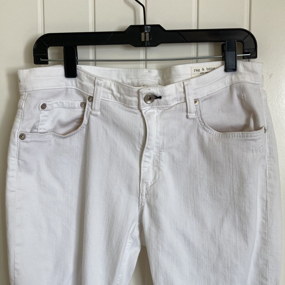 Rag&Bone Womens Distressed Dre Low-Rise Ankle Slim Boyfriend White Jeans Size 30 - Picture 2 of 11